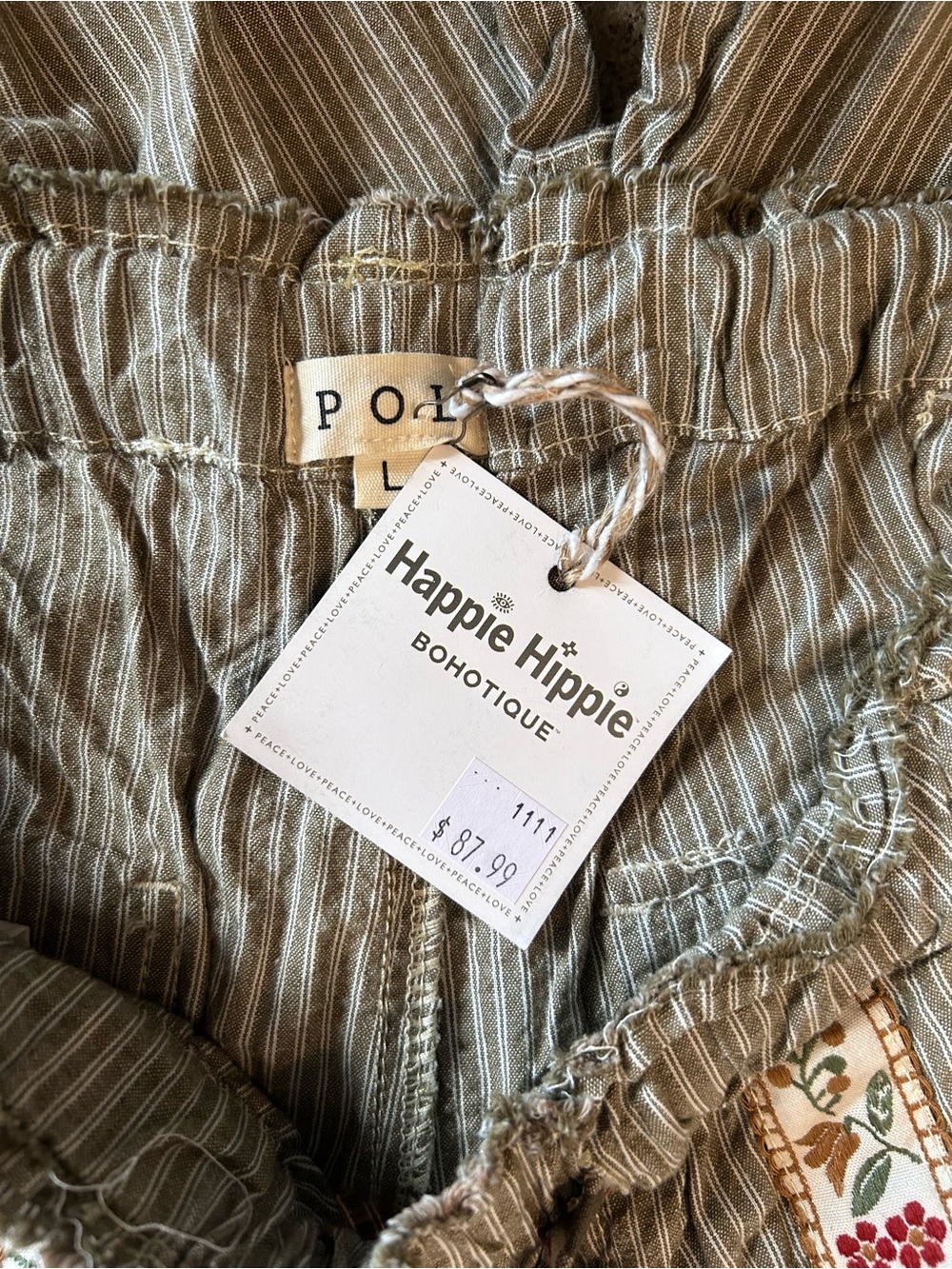 POL Striped Wide-Leg Pants with Floral Trim NWT - Picture 3 of 4